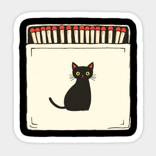 Vintage Matchbook Aesthetic, Retro Cat Illustration Sticker